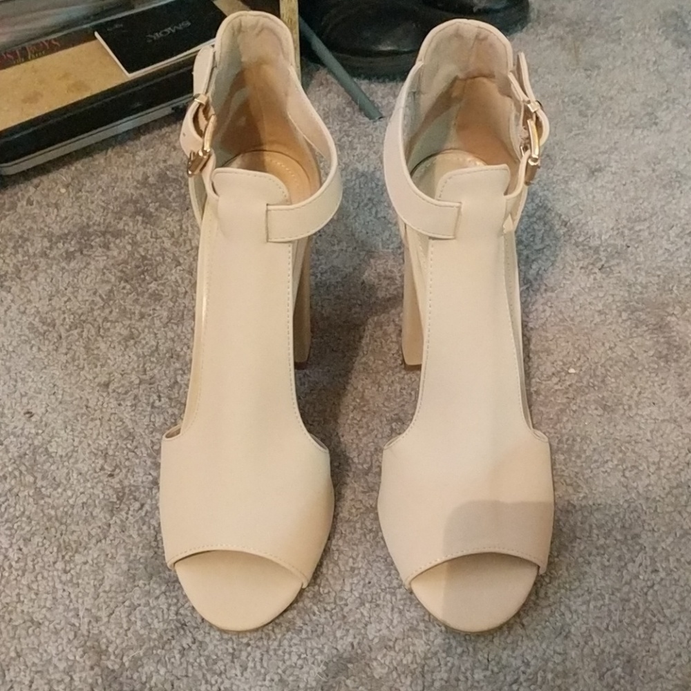 Nude block heels